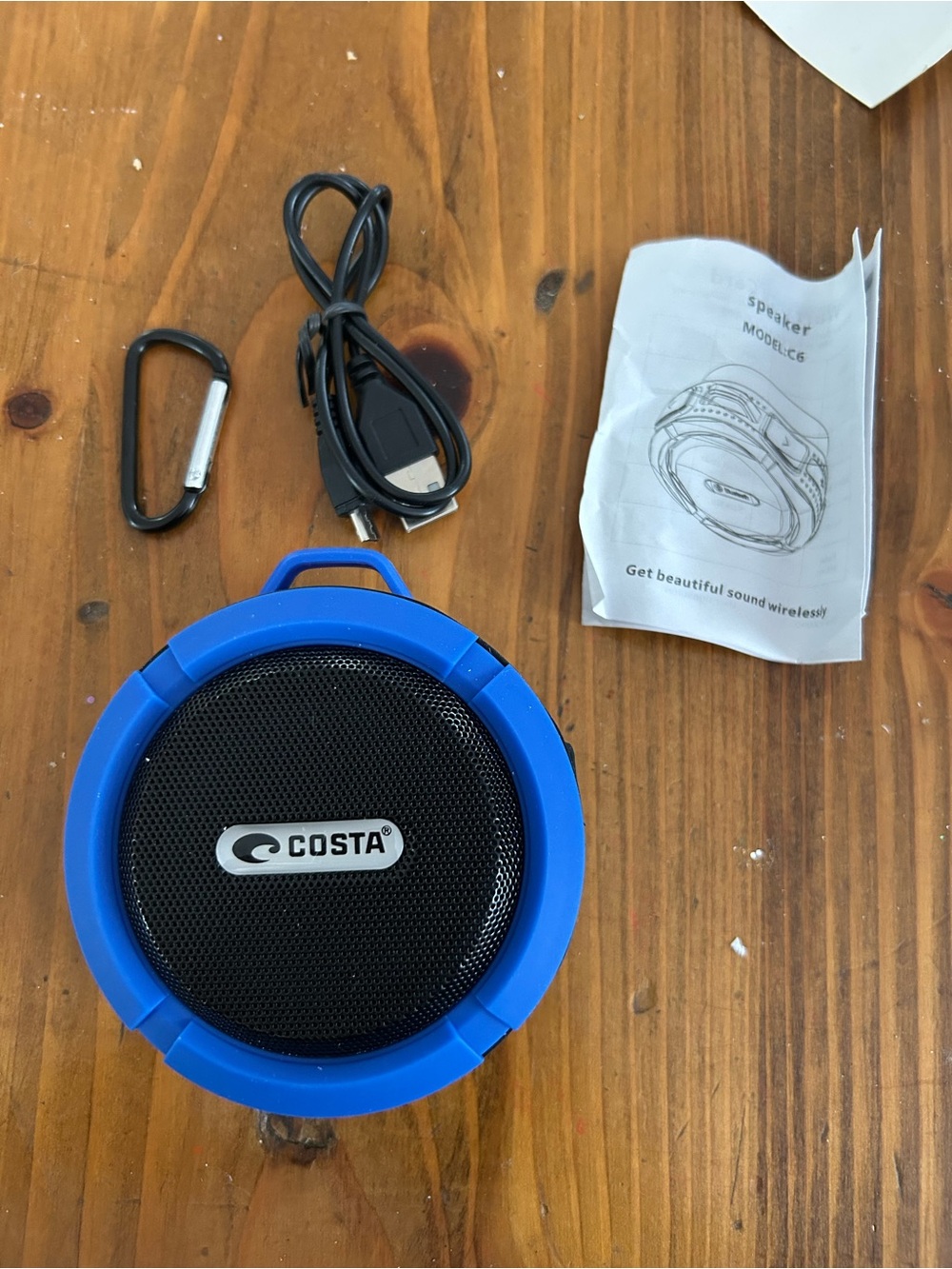 COSTA Bluetooth Speaker with Carabiner and Charging Cable